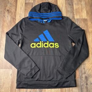 Adidas Hoodie Boys Size XL‎ Black Embroidered Athletic Training Fitness Soccer